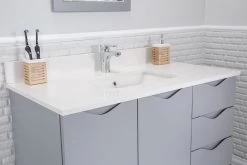 Jussara - Ensemble De Meubles De Salle De Bains | 2 Pièces En Bois Massif | Comptoir En Quartz | Gris -Magasin De Meubles 138JSR1321 20 205 4e9c