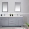 Jussara" Ensemble De Meubles De Salle De Bains | 3 Pièces MDF Laqué | Vasque En Quartz Blanc | Gris