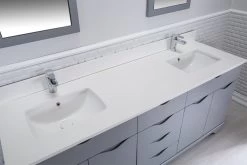 Jussara" Ensemble De Meubles De Salle De Bains | 3 Pièces MDF Laqué | Vasque En Quartz Blanc | Gris -Magasin De Meubles 138JSR1324 20 205 3aab