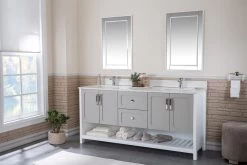 Jussara Ensemble De Meubles De Salle De Bain (3 Pièces) | 100% Bois | Comptoir En Quartz | Gris -Magasin De Meubles 138JSR1345 20 202 0f2b