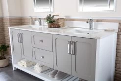 Jussara Ensemble De Meubles De Salle De Bain (3 Pièces) | 100% Bois | Comptoir En Quartz | Gris -Magasin De Meubles 138JSR1345 20 205 de28