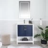 Jussara Ensemble De Meubles De Salle De Bain (2pc) | MDF Laqué | Comptoir En Quartz Blanc | Bleu Foncé