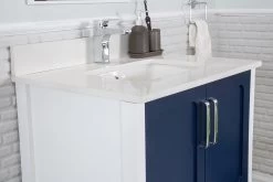 Jussara Ensemble De Meubles De Salle De Bain (2pc) | MDF Laqué | Comptoir En Quartz Blanc | Bleu Foncé -Magasin De Meubles 138JSR1347 20 205 cc04