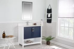 Ensemble De Meubles De Salle De Bains Jussara | Miroir Inclus | Lavabo En Porcelaine | Bleu Foncé -Magasin De Meubles 138JSR1348 2 17d6