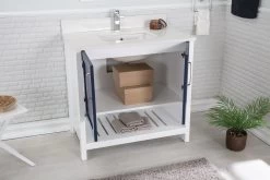 Ensemble De Meubles De Salle De Bains Jussara | Miroir Inclus | Lavabo En Porcelaine | Bleu Foncé -Magasin De Meubles 138JSR1348 3 70e6