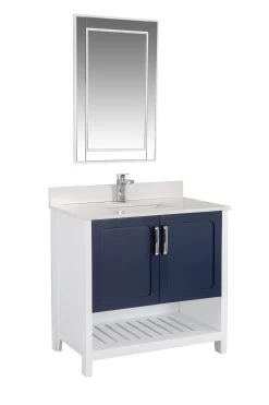 Ensemble De Meubles De Salle De Bains Jussara | Miroir Inclus | Lavabo En Porcelaine | Bleu Foncé -Magasin De Meubles 138JSR1348 6 c1f9