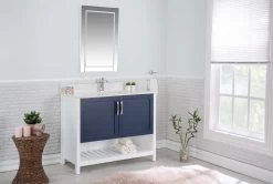 Jussara" Ensemble De Meubles De Salle De Bain | 2 Pièces | 100% Bois Massif | Bleu Foncé -Magasin De Meubles 138JSR1349 20 202 7079