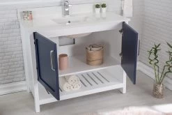 Jussara" Ensemble De Meubles De Salle De Bain | 2 Pièces | 100% Bois Massif | Bleu Foncé -Magasin De Meubles 138JSR1349 20 203 b917