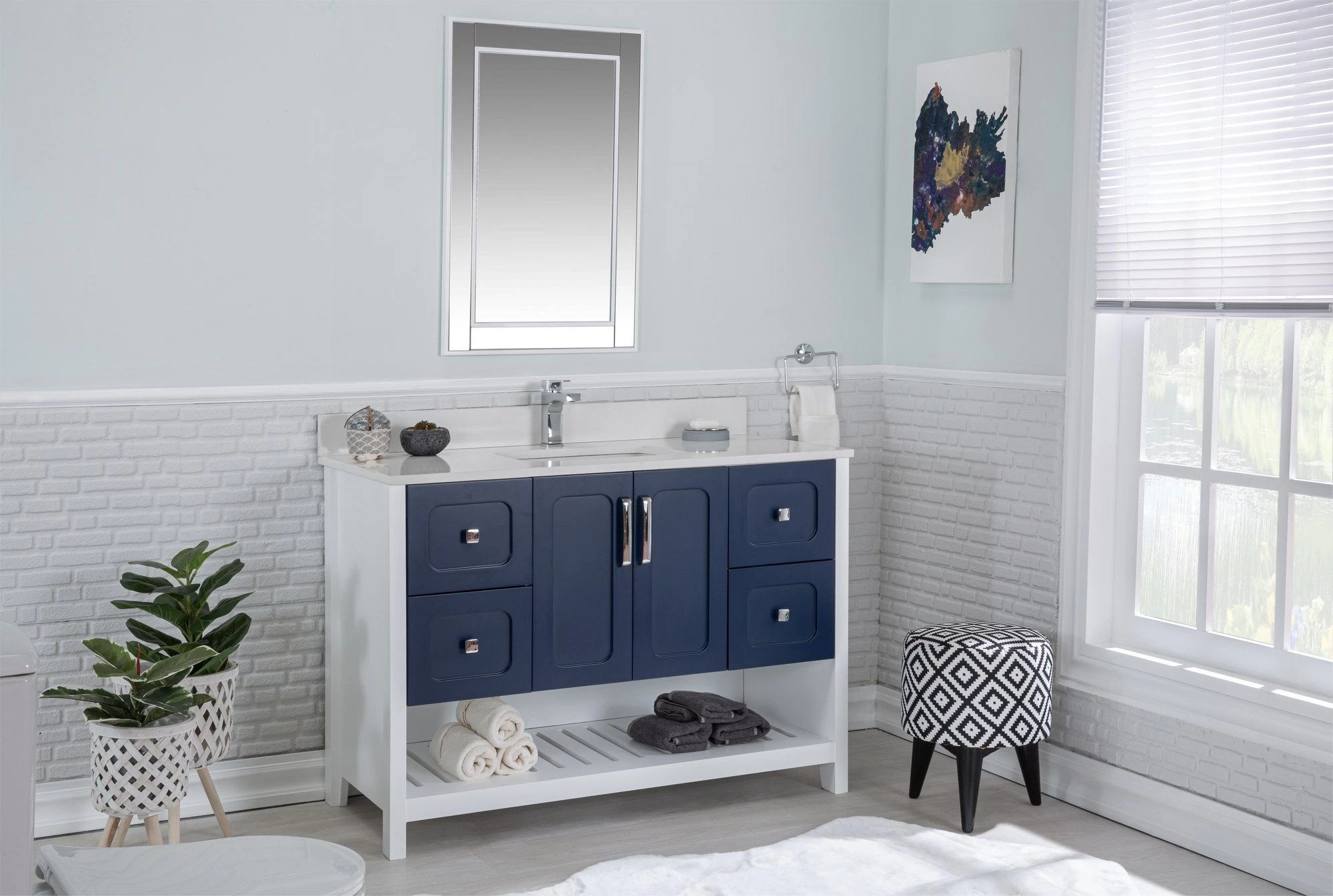 Jussara Ensemble De Meubles De Salle De Bains | 2 Pièces | Bleu Foncé 6 Jussara Ensemble De Meubles De Salle De Bains | 2 Pièces | Bleu Foncé – Image 6