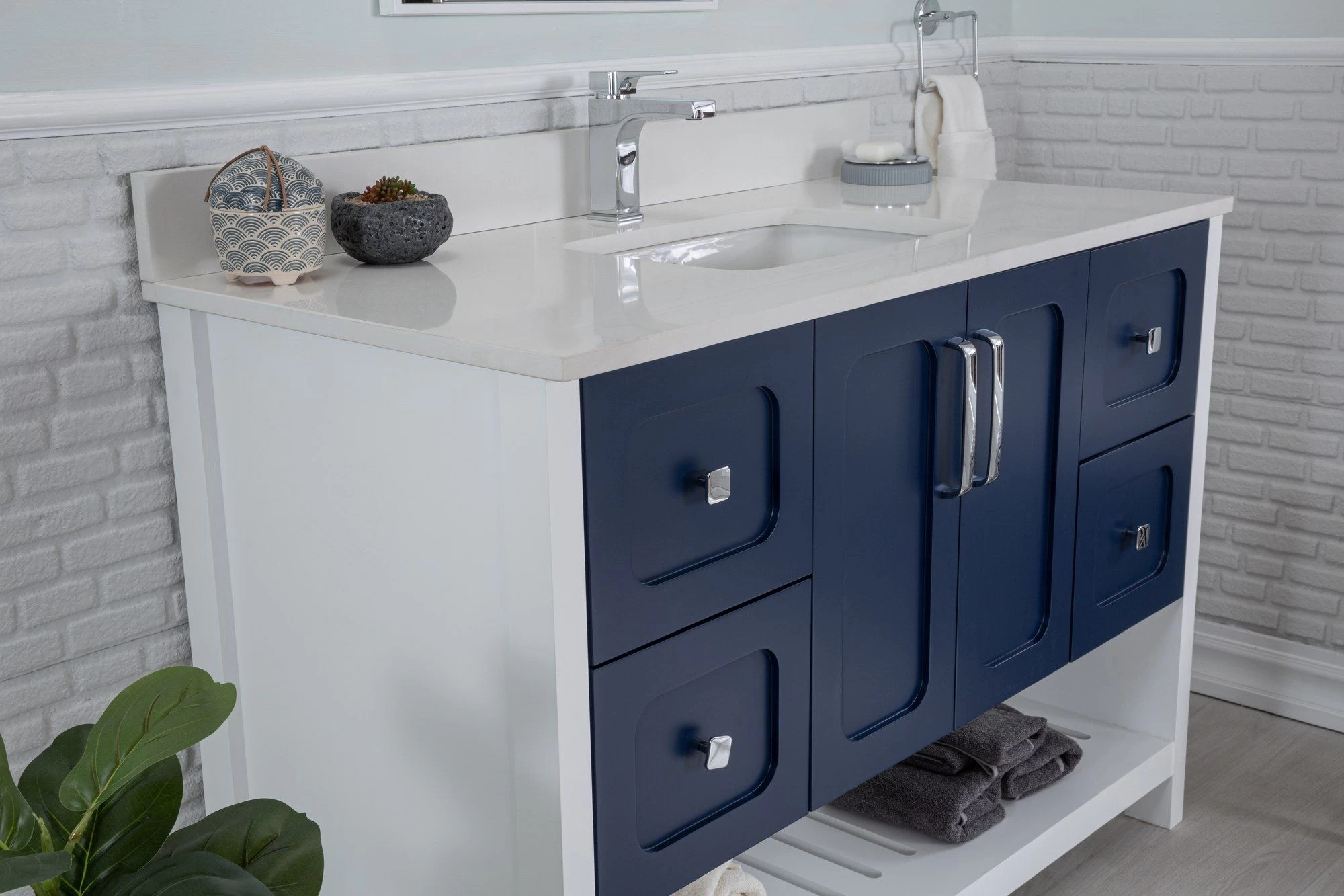 Jussara Ensemble De Meubles De Salle De Bains | 2 Pièces | Bleu Foncé 3 Jussara Ensemble De Meubles De Salle De Bains | 2 Pièces | Bleu Foncé – Image 3