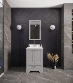 Jussara Ensemble De Meubles De Salle De Bains Avec Comptoir En Quartz (gris)