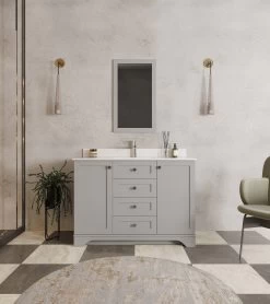 Jussara Ensemble De Meubles De Salle De Bain | 2PC | Gris | 100% Bois