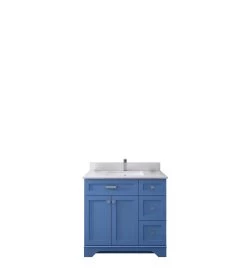Jussara" Ensemble De Meubles De Salle De Bain | 2 Pièces | 100% Bois | Lavabo En Quartz | Bleu -Magasin De Meubles 138JSR1362 20 207 3484