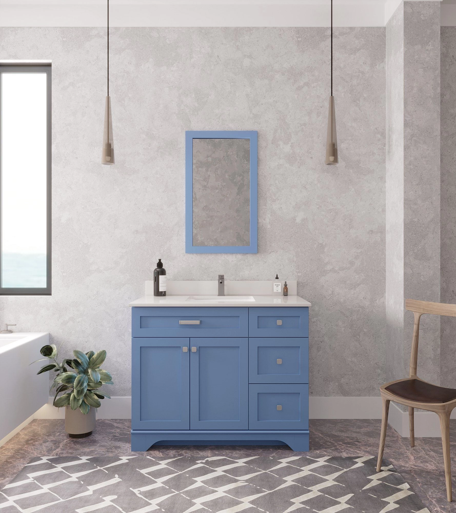 Jussara Ensemble De Meubles De Salle De Bains | Bleu | Ensemble 2 Pièces 1 Jussara Ensemble De Meubles De Salle De Bains | Bleu | Ensemble 2 Pièces