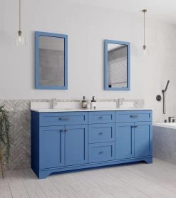 Jussara" Ensemble De Meubles De Salle De Bains | Bleu | Comptoir En Quartz | Tiroir En Bois Marin -Magasin De Meubles 138JSR1366 20 204 13c7