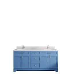 Jussara" Ensemble De Meubles De Salle De Bains | Bleu | Comptoir En Quartz | Tiroir En Bois Marin -Magasin De Meubles 138JSR1366 20 207 22a1