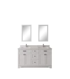 Jussara Ensemble De Meubles De Salle De Bain - 3 Pièces | 100% MDF | Comptoir En Quartz Blanc -Magasin De Meubles 138JSR1372 20 205 197f