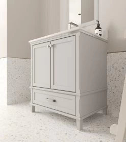 Ensemble De Meubles De Salle De Bain Jussara | Gris | Comptoir En Quartz Et Tiroir En Bois Marin -Magasin De Meubles 138JSR1375 20 203 06ce