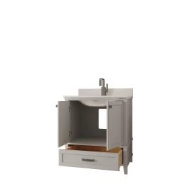 Ensemble De Meubles De Salle De Bain Jussara | Gris | Comptoir En Quartz Et Tiroir En Bois Marin -Magasin De Meubles 138JSR1375 20 207 05e3