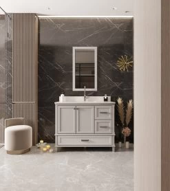 Jussara Meuble De Salle De Bain | 2pcs | 100% MDF Laqué | Lavabo En Quartz Blanc