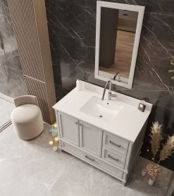 Jussara Meuble De Salle De Bain | 2pcs | 100% MDF Laqué | Lavabo En Quartz Blanc -Magasin De Meubles 138JSR1377 20 202 05af