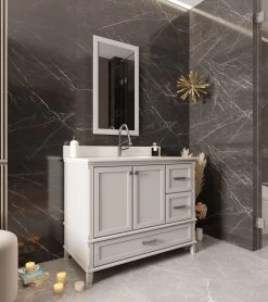 Jussara Meuble De Salle De Bain | 2pcs | 100% MDF Laqué | Lavabo En Quartz Blanc -Magasin De Meubles 138JSR1377 20 203 0f61