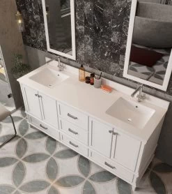Jussara" Ensemble De Meubles De Salle De Bains | 3 Pièces | 100% MDF | Comptoir En Quartz Blanc -Magasin De Meubles 138JSR1394 20 202 bc73