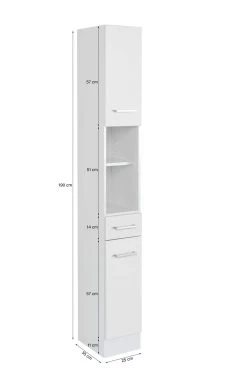 Colonne Ricca 25cm 2 Portes & 1 Tiroir - Blanc/vert -Magasin De Meubles 141.2032 5 cdbd