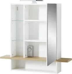 Armoire De Toilette Nove Mila 90cm - Blanc/chêne -Magasin De Meubles 1436 513 pe open a cut f2c7
