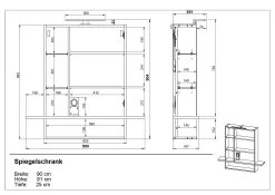 Armoire De Toilette Nove Mila 90cm - Blanc/chêne -Magasin De Meubles 1436 BEM 27b2