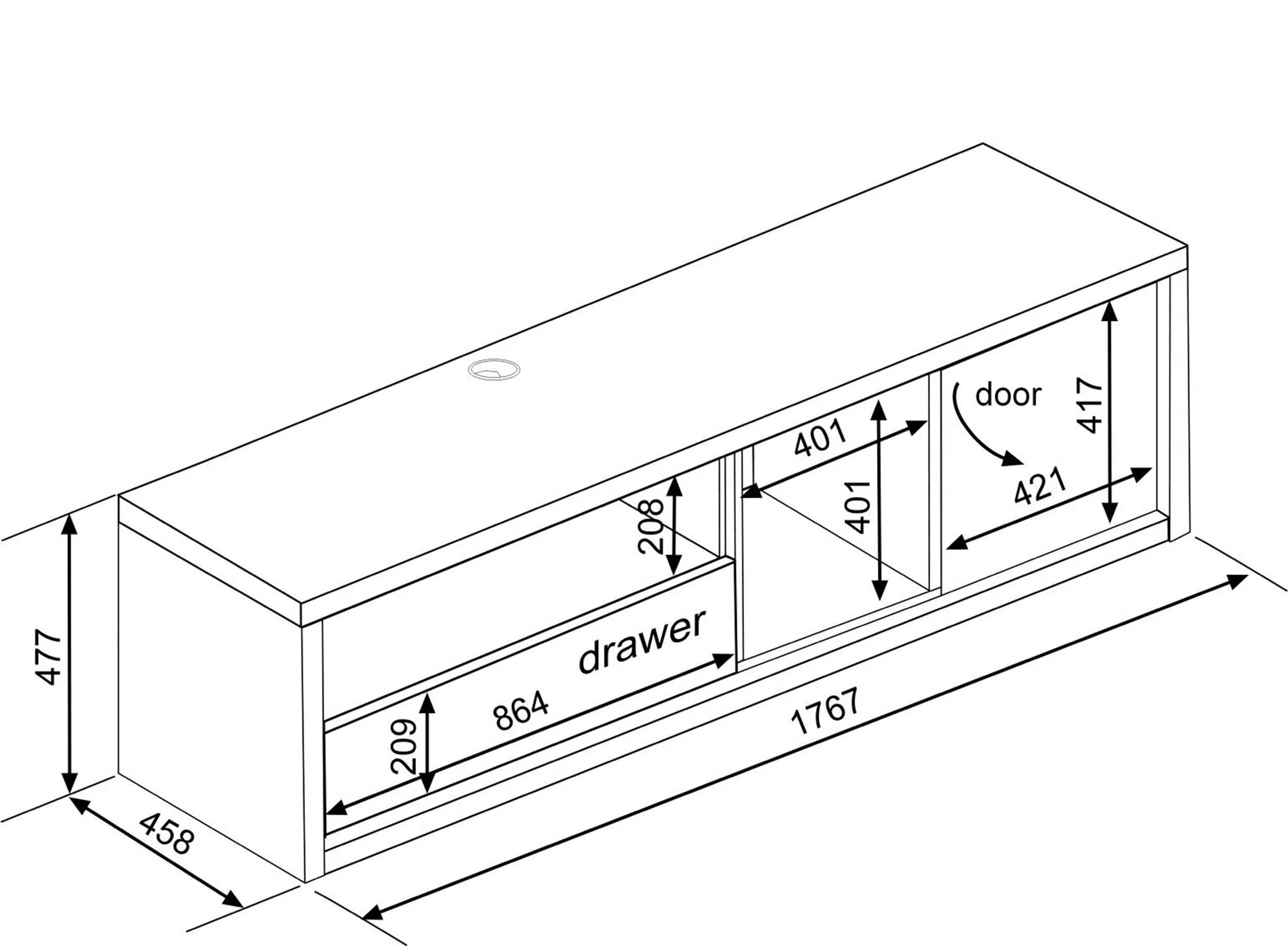 Meuble Tv Frame 177cm - Chêne Foncé 2 Meuble Tv Frame 177cm - Chêne Foncé – Image 2