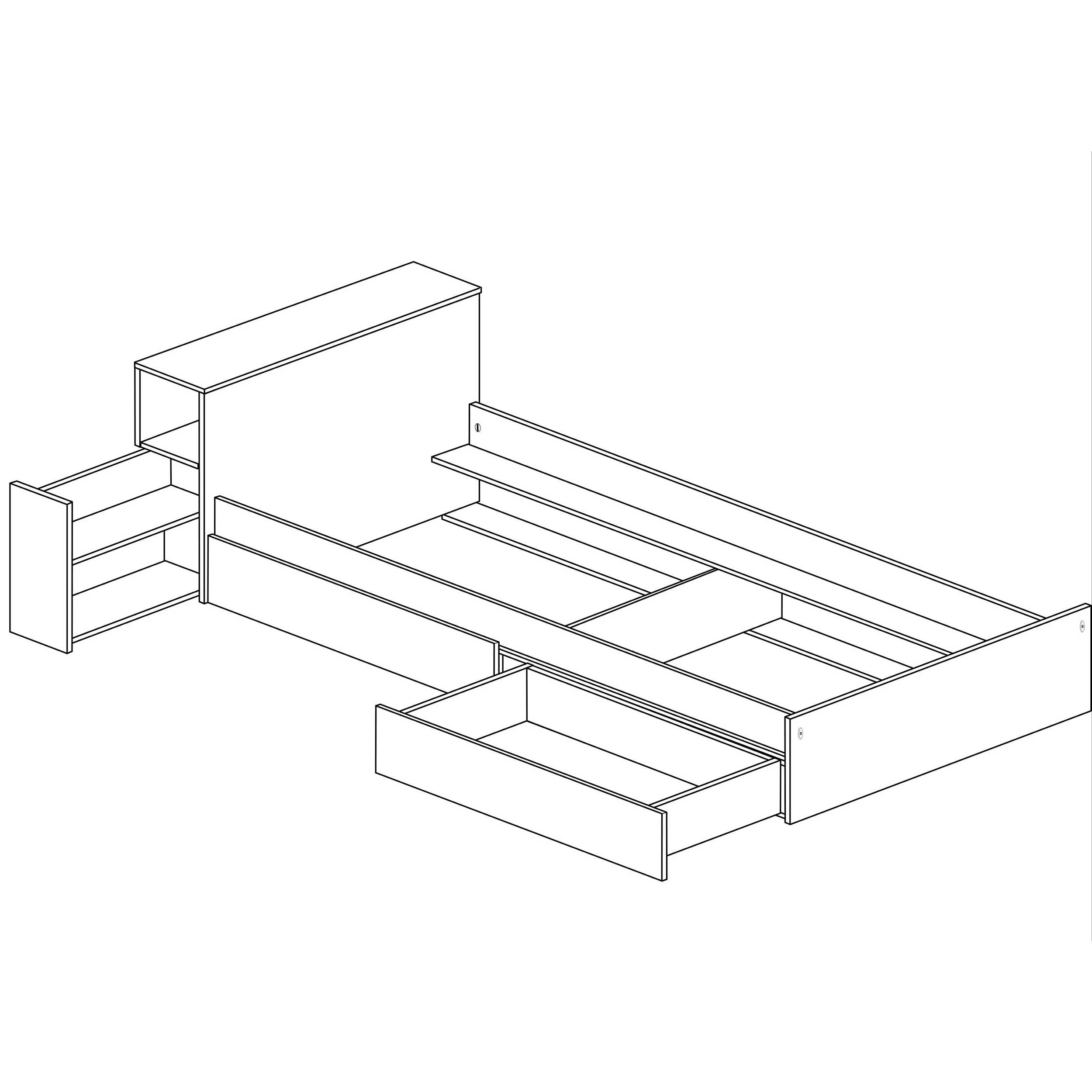 Lit Simple Kazim 90x200 Avec Espaces De Rangement - Gris 5 Lit Simple Kazim 90x200 Avec Espaces De Rangement - Gris – Image 5