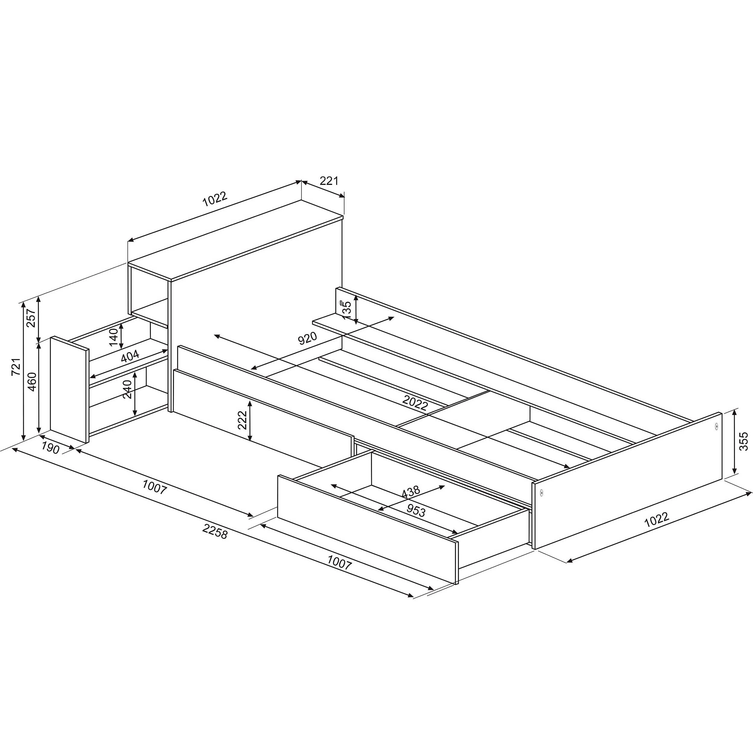 Lit Simple Kazim 90x200 Avec Espaces De Rangement - Gris 6 Lit Simple Kazim 90x200 Avec Espaces De Rangement - Gris – Image 6
