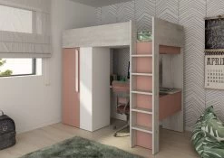 Lit Combiné Beau 90x200 Avec Bureau Et Armoire - Vieux Rose -Magasin De Meubles 1809.10.41.0301 000 d7a4