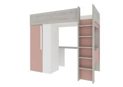 Lit Combiné Beau 90x200 Avec Bureau Et Armoire - Vieux Rose -Magasin De Meubles 1809.10.41.0301 100 161e