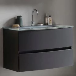 Meuble Vasque Kornel 80cm Avec Vasque Grise - Gris Graphite