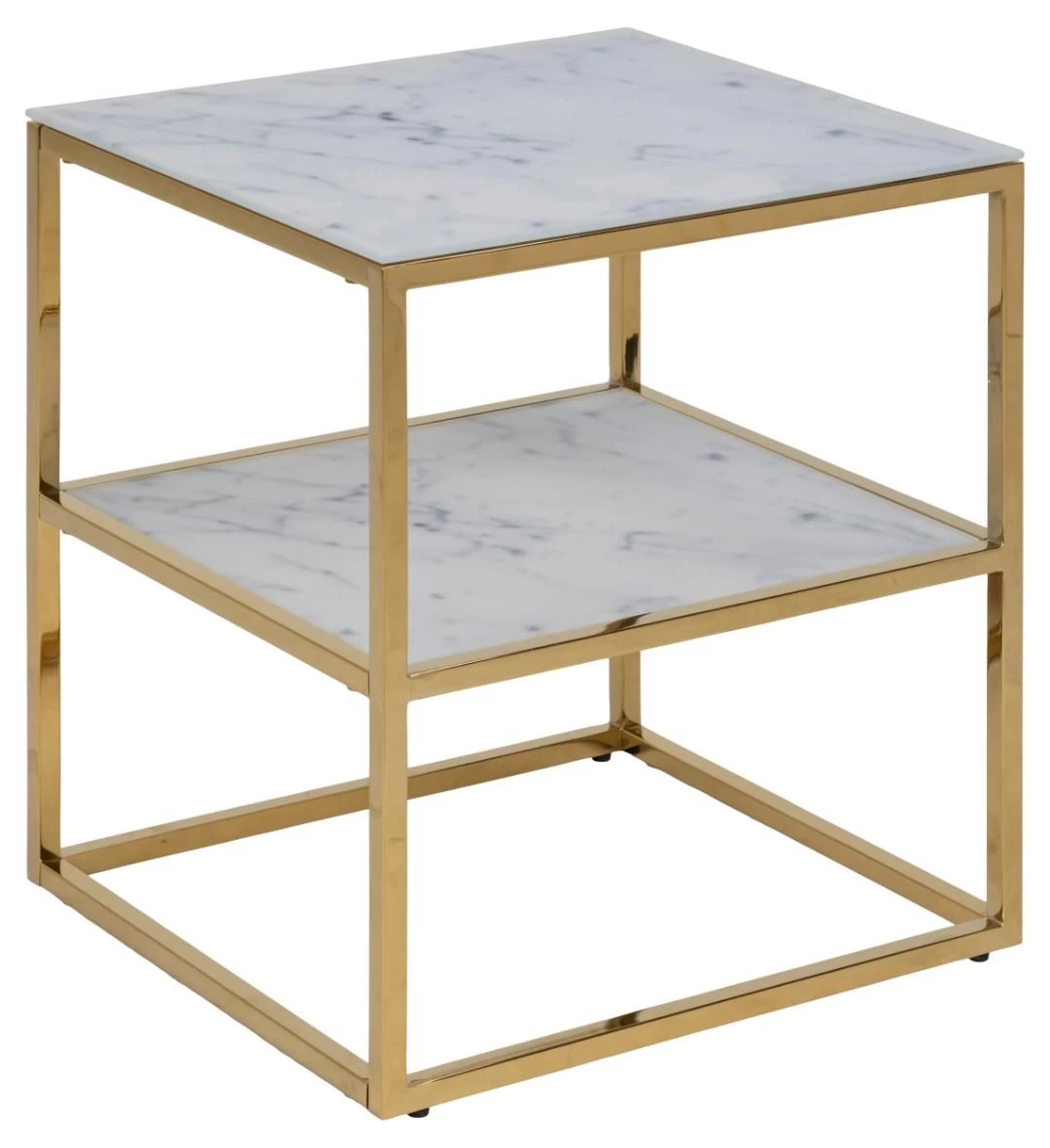 Table D'appoint Anika 45x40cm 1 étagère - Marbre Blanc/ Doré 9 Table D'appoint Anika 45x40cm 1 étagère - Marbre Blanc/ Doré – Image 9