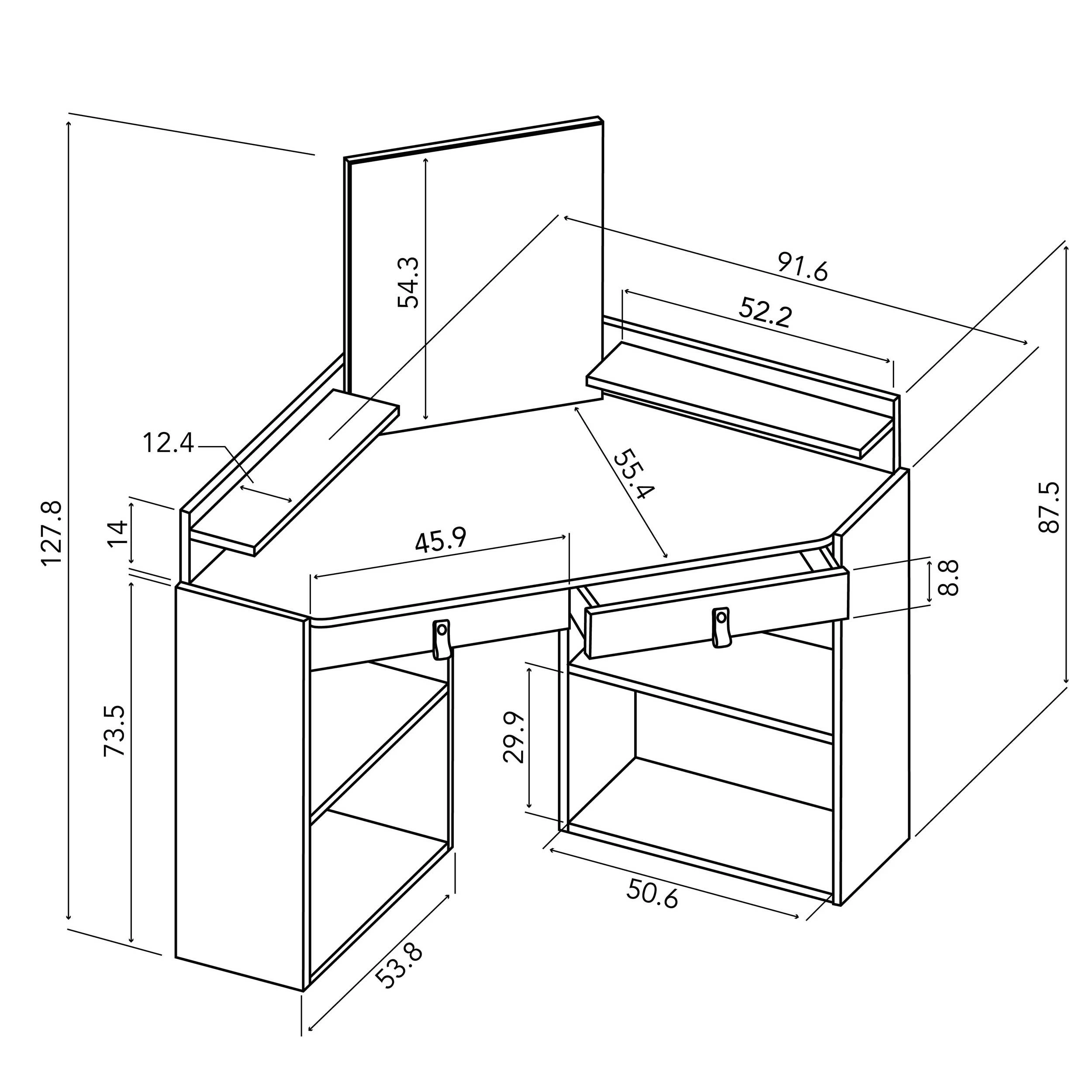Coiffeuse Grab 90x90 à 2 Tiroirs - Blanc 2 Coiffeuse Grab 90x90 à 2 Tiroirs - Blanc – Image 2