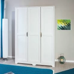 Garde-robe Xavier 138cm 3 Portes - Blanc