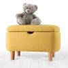 Pouf Fluffe : 50% Coton/50% Velours | Pieds En Bois | Jaune