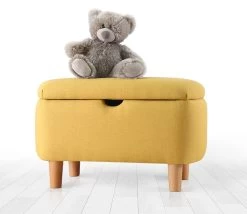 Pouf Fluffe : 50% Coton/50% Velours | Pieds En Bois | Jaune