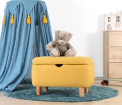 Pouf Fluffe : 50% Coton/50% Velours | Pieds En Bois | Jaune -Magasin De Meubles 209FLF1321 20 202 e7a0