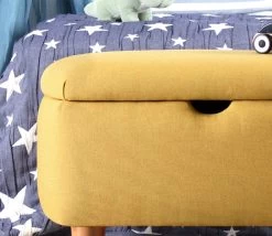 Pouf Fluffe : 50% Coton/50% Velours | Pieds En Bois | Jaune -Magasin De Meubles 209FLF1321 20 205 1403