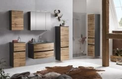 Armoire De Toilette Kornel/Luna 80cm 3 Portes & éclairage LED - Gris Graphite -Magasin De Meubles 211.1.0042 3a 4bd9
