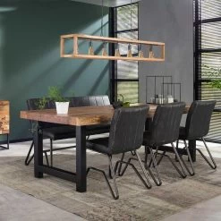 Table à Manger Penelope 200x100 Industriel-plateau Acacia épais