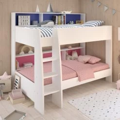 Lit Superposé Leon - Blanc/bleu/rose