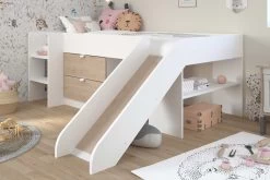 Lit Toboggan Tobo 90x200 - Chêne/blanc