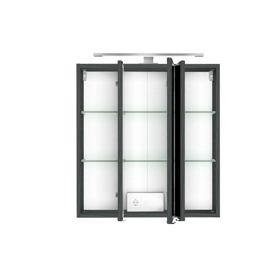 Armoire De Toilette Lotuk 60cm 3 Portes - Gris Graphite 9 Armoire De Toilette Lotuk 60cm 3 Portes - Gris Graphite – Image 9