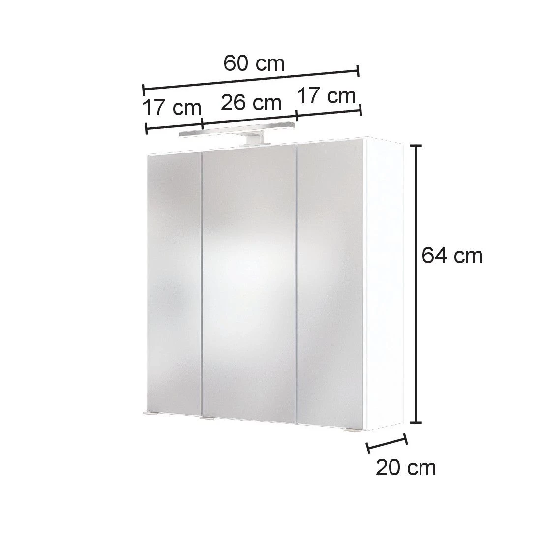 Armoire De Toilette Lotuk 60cm 3 Portes - Gris Graphite 2 Armoire De Toilette Lotuk 60cm 3 Portes - Gris Graphite – Image 2