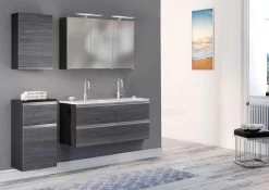 Armoire De Toilette Lotuk 120cm 3 Portes - Gris Graphite -Magasin De Meubles 253.1.0042 3 10ee